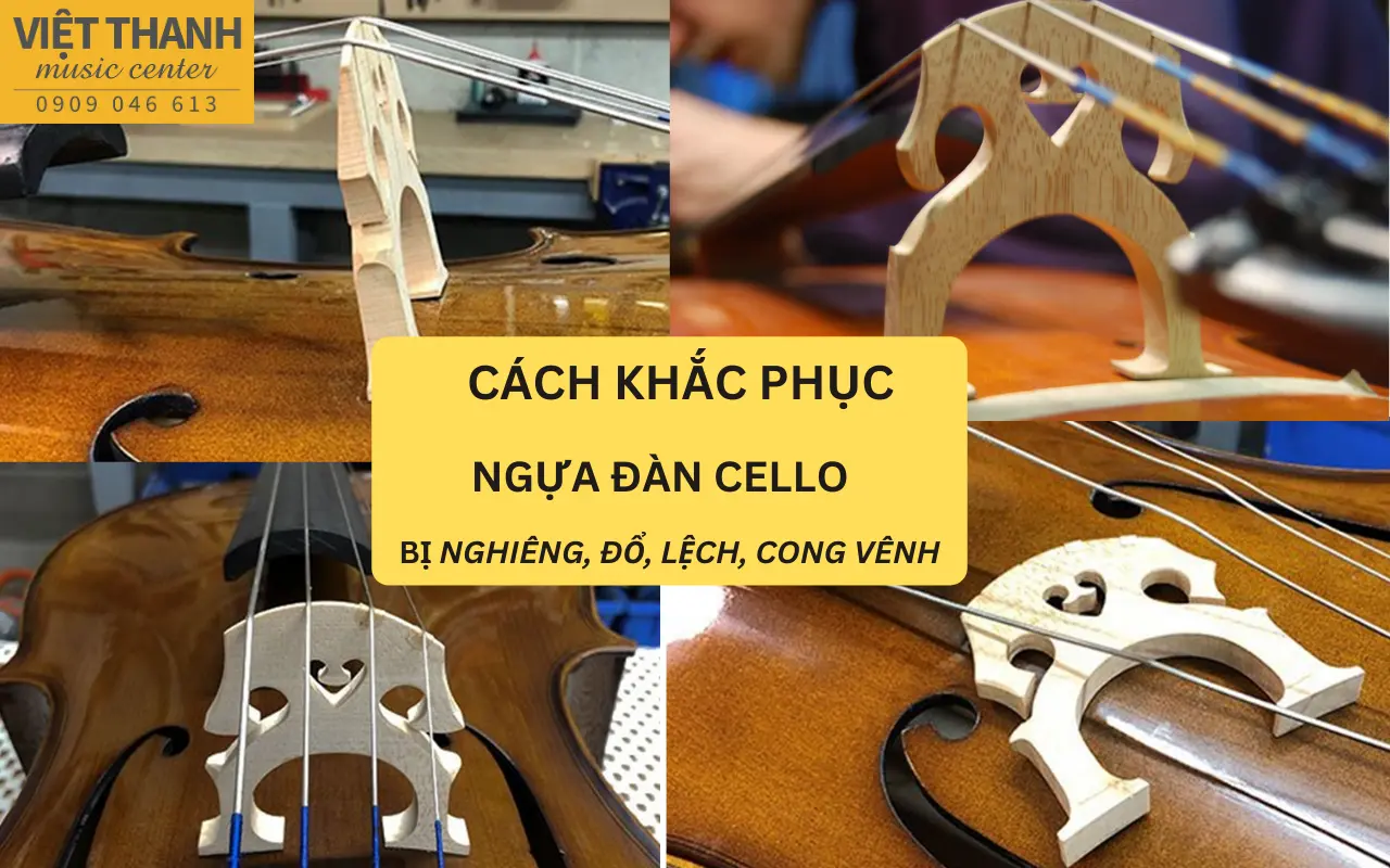 Cách khắc phục tình trạng ngựa đàn cello bị nghiêng, đổ, lệch, cong vênh