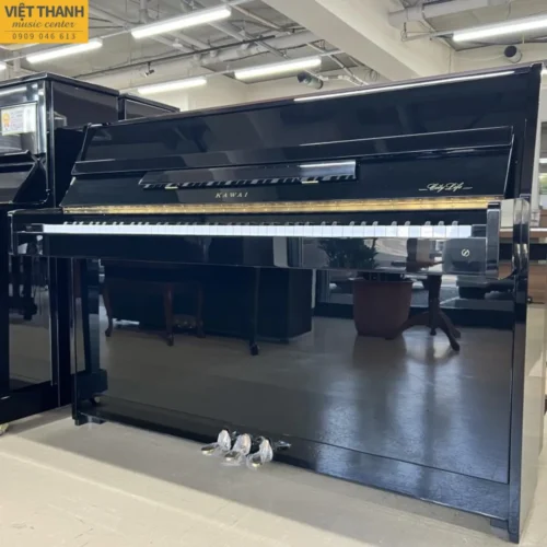 Đàn piano cơ Kawai CL-5E cũ, nhỏ gọn, màu đen bóng, cao 105 cm