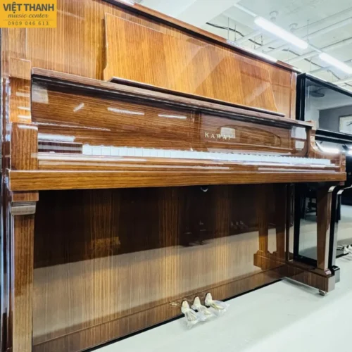 Đàn piano cơ Kawai KL-801 cũ, màu gỗ sơn bóng, cao 131cm