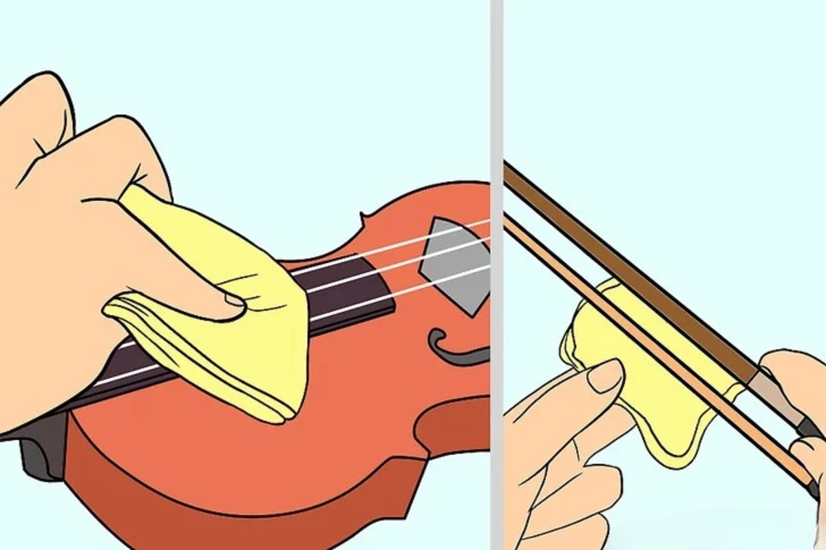 lau sach bui nhua thong bam tren than dan violin va than vi