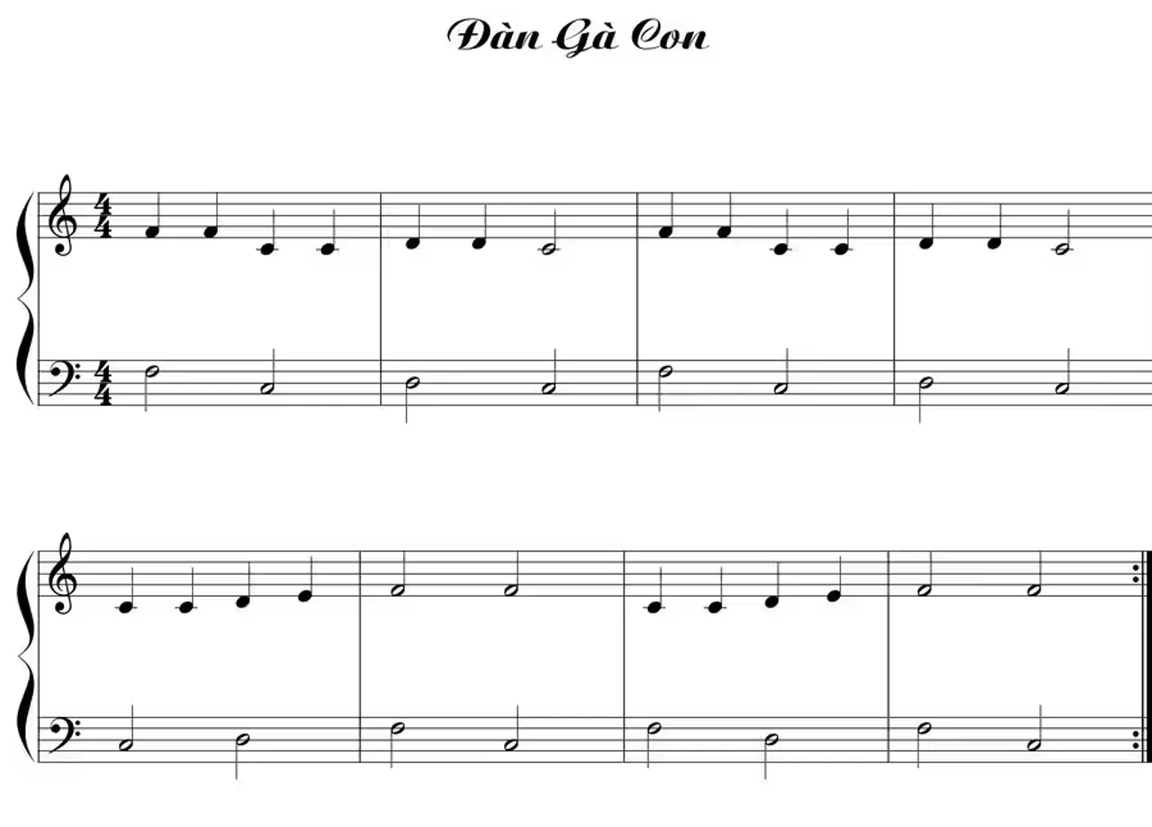 Sheet nhạc piano bài hát đàn gà con