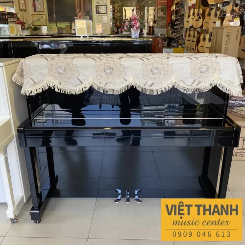 Khăn che đàn piano màu kem thêu hoa đẹp, cao cấp