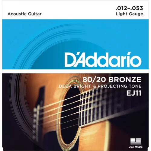 Dây đàn guitar acoustic D’Addario EJ11, 80/20 Bronze, Light, 12-53