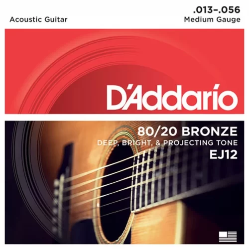 Dây đàn guitar acoustic D’Addario EJ12, 80/20 Bronze, Medium, 13-56