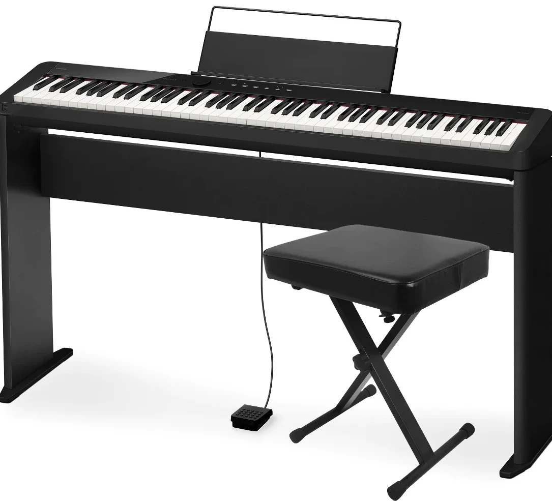 Hình ảnh đàn piano điện Casio PX-S1100 cùng ghế ngồi và chân đế