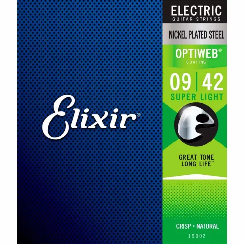 Dây đàn guitar điện Elixir 19002, OPTIWEB™, Super Light (.009-.042)