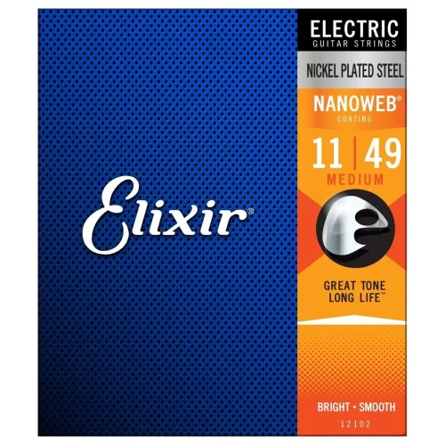 Dây đàn guitar điện Elixir 12102 NANOWEB, Medium, 11-49