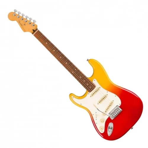 dan guitar dien fender player plus stratocaster® left handed tequila sunrise