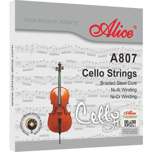 Bộ dây đàn cello Alice A807, lõi thép bện, quấn hợp kim niken-crom