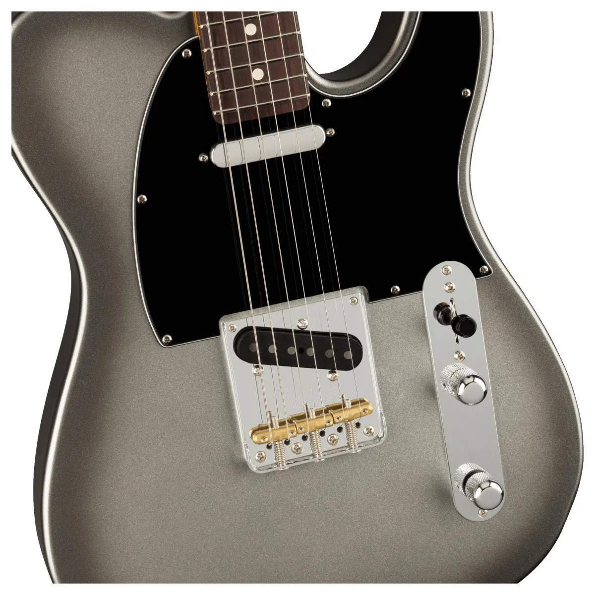 ngua dan 6 saddle string through body cung voi nhung saddle bang dong cua dan guitar dien fender american professional ii telecaster rw mercury