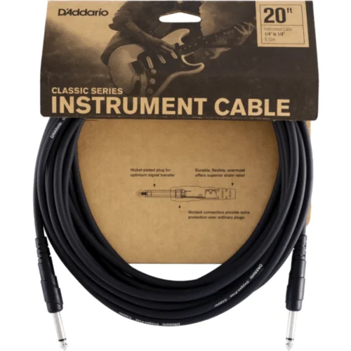 Dây cáp tín hiệu D’Addario PW-CGT-20, dài 6 mét, 2 đầu thẳng