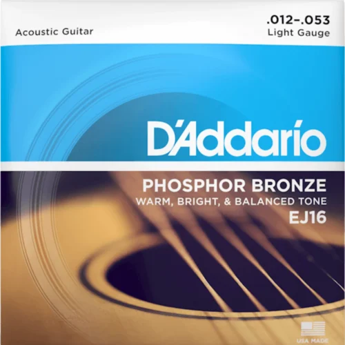 Bộ dây đàn guitar acoustic D’Addario EJ16, 12-53, Light, Phosphor Bronze