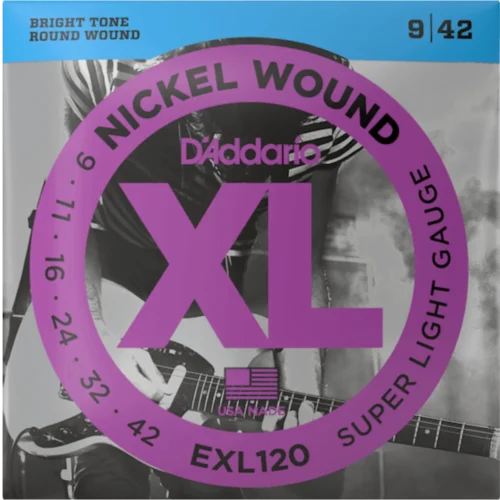 Bộ dây đàn guitar điện D’Addario EXL120, 09-42, Super Light