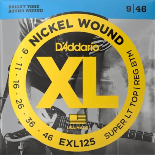 Bộ dây đàn guitar điện D’Addario EXL125, 09-46, Super Light Top/Regular Bottom