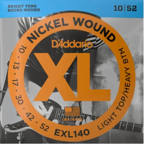 Bộ dây đàn guitar điện D’Addario EXL140, 10-52, Light Top/Heavy Bottom