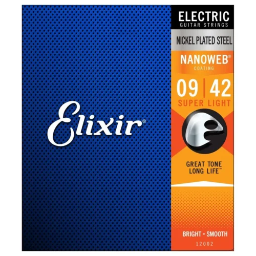 Bộ dây đàn guitar điện Elixir 3313212002, NANOWEB, Super Light, 09-42