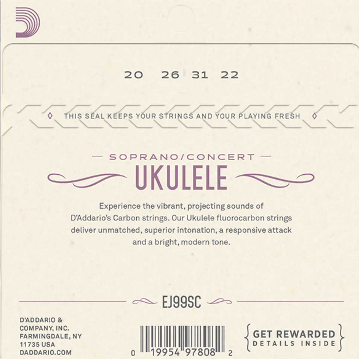 mat sau bo day dan ukulele d'addario ej99sc