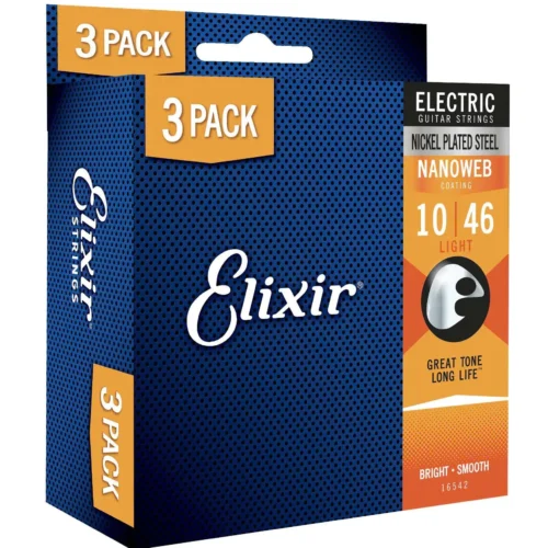 Dây đàn guitar điện Elixir 3313216542, chất liệu Nickel, lớp phủ Nanoweb, 10-46