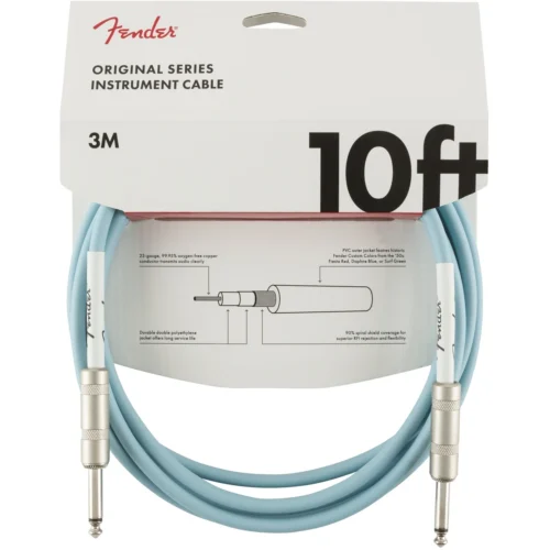 Dây cáp tín hiệu Fender Original 0990510003, 3 mét, 2 đầu thẳng, màu Daphne Blue
