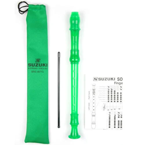 Sáo Recorder Suzuki SRE-80TG, màu xanh, nhựa ABS cao cấp