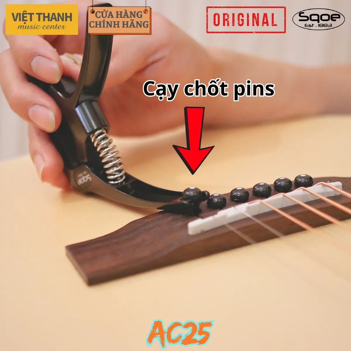 cay chot pin voi capo guitar sqoe ac25 3in1