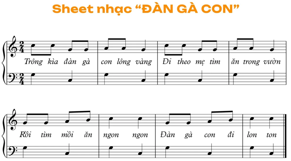 sheet nhac bai dan ga con