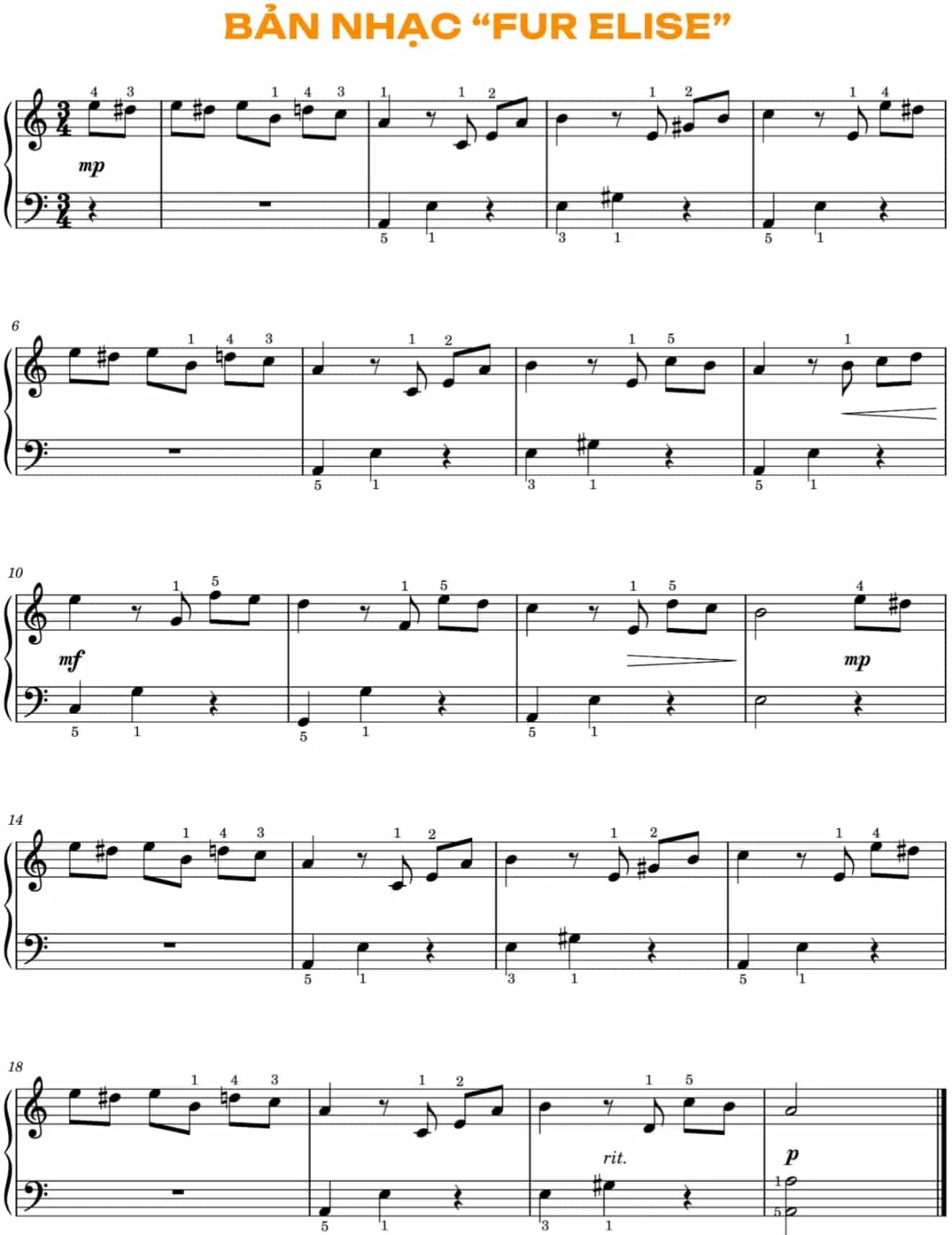 sheet nhac für elise