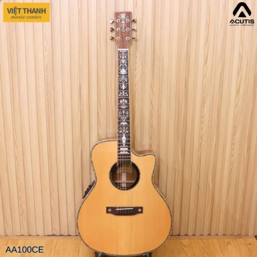 Đàn guitar Acoustic Acutis AA100CE gỗ nguyên tấm, khuyết góc, có EQ