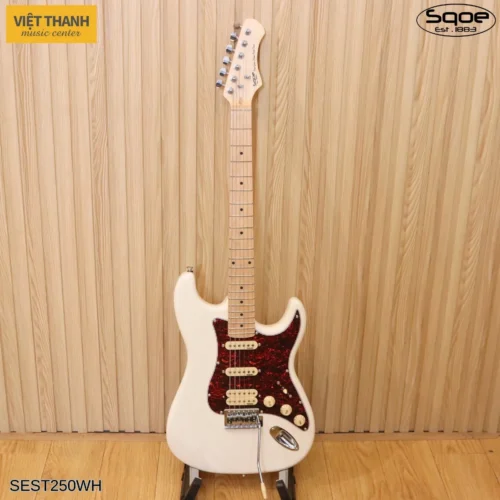 Đàn guitar điện Sqoe SEST250-WH, màu trắng, sơn bóng, giá rẻ