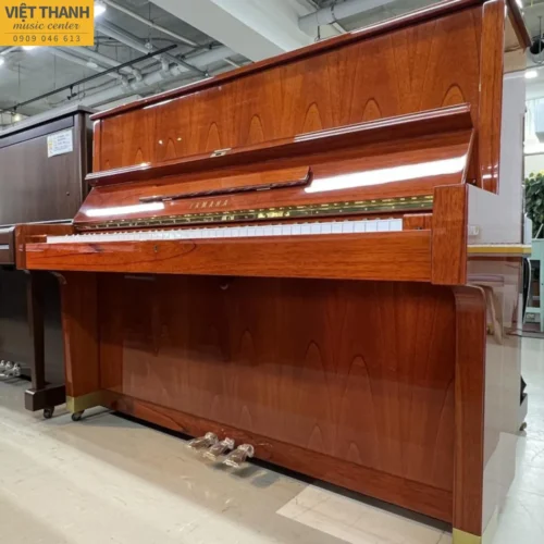 Đàn piano cơ Yamaha W104B cũ, vân gỗ, cao 121 cm