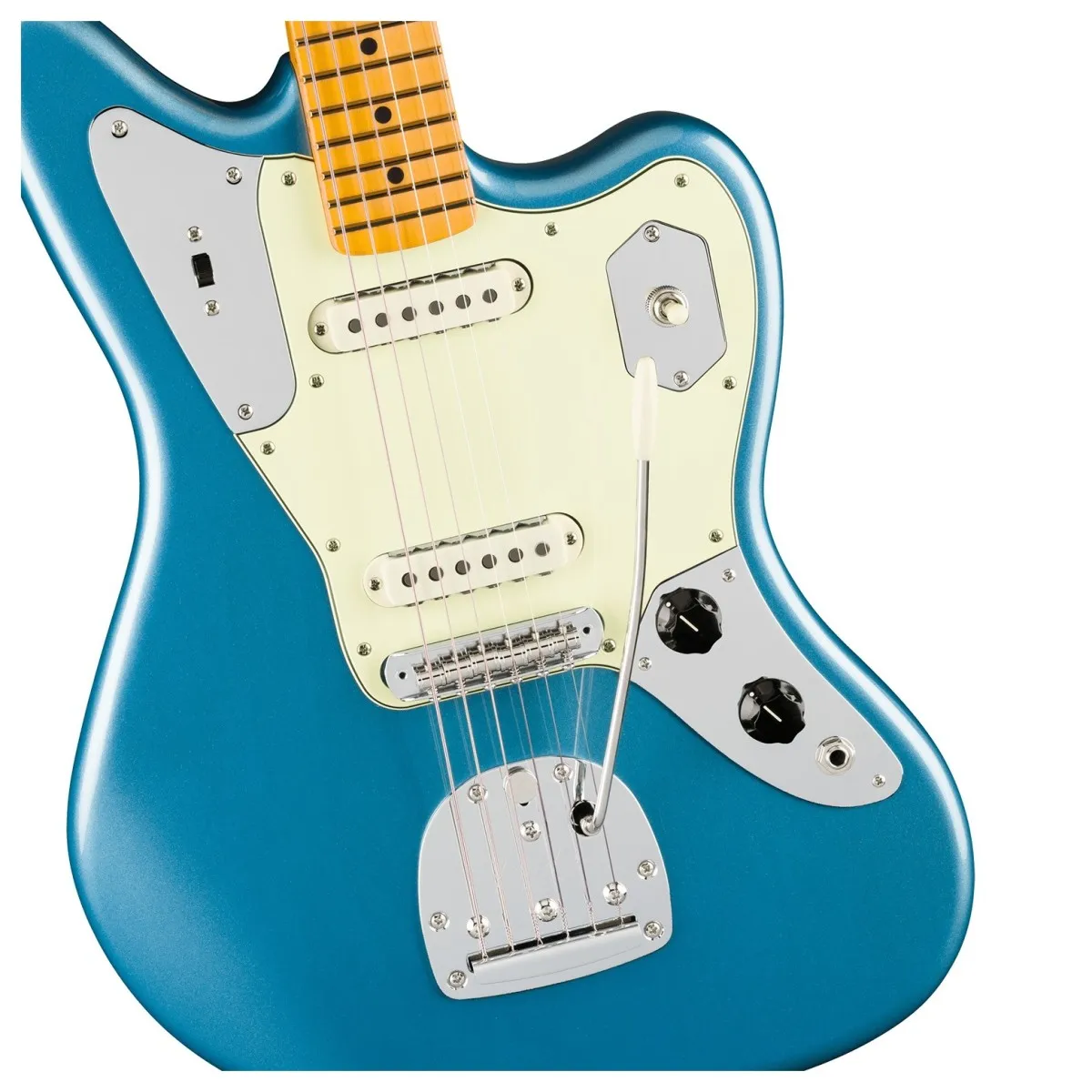 mat truoc dan guitar dien fender american professional classic jaguar faded lake placid blue
