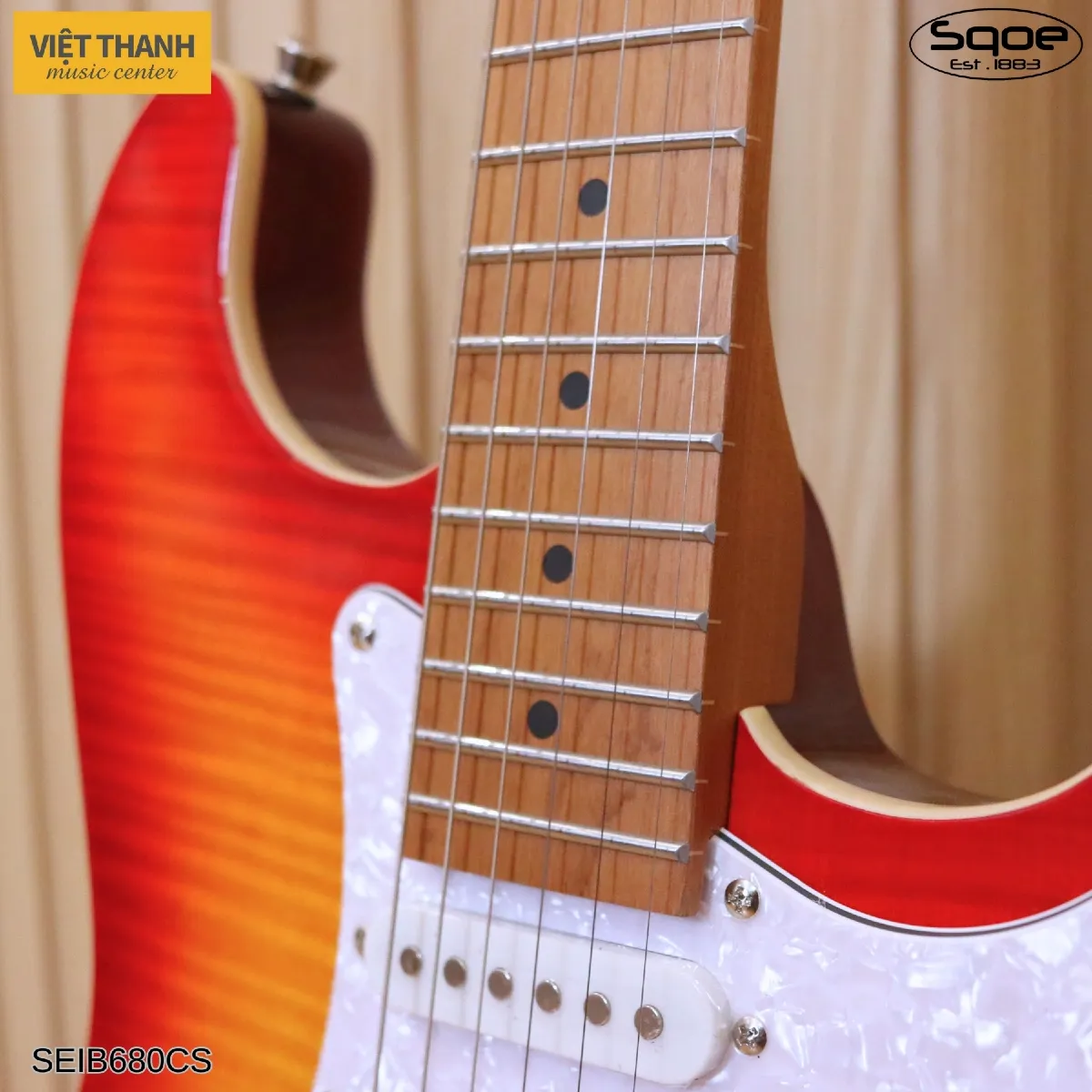 Đàn guitar điện Sqoe SEIB680-CS, màu Cherry Sunburst, giá rẻ