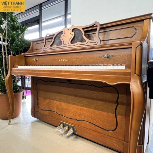 Đàn piano cơ Kawai C-880FRG cũ, màu gỗ, chân cong, giá nhạc đẹp