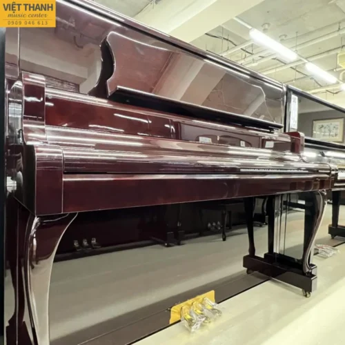 Đàn piano cơ Kawai DS-80B cũ, màu gỗ, chân cong, cao 131 cm