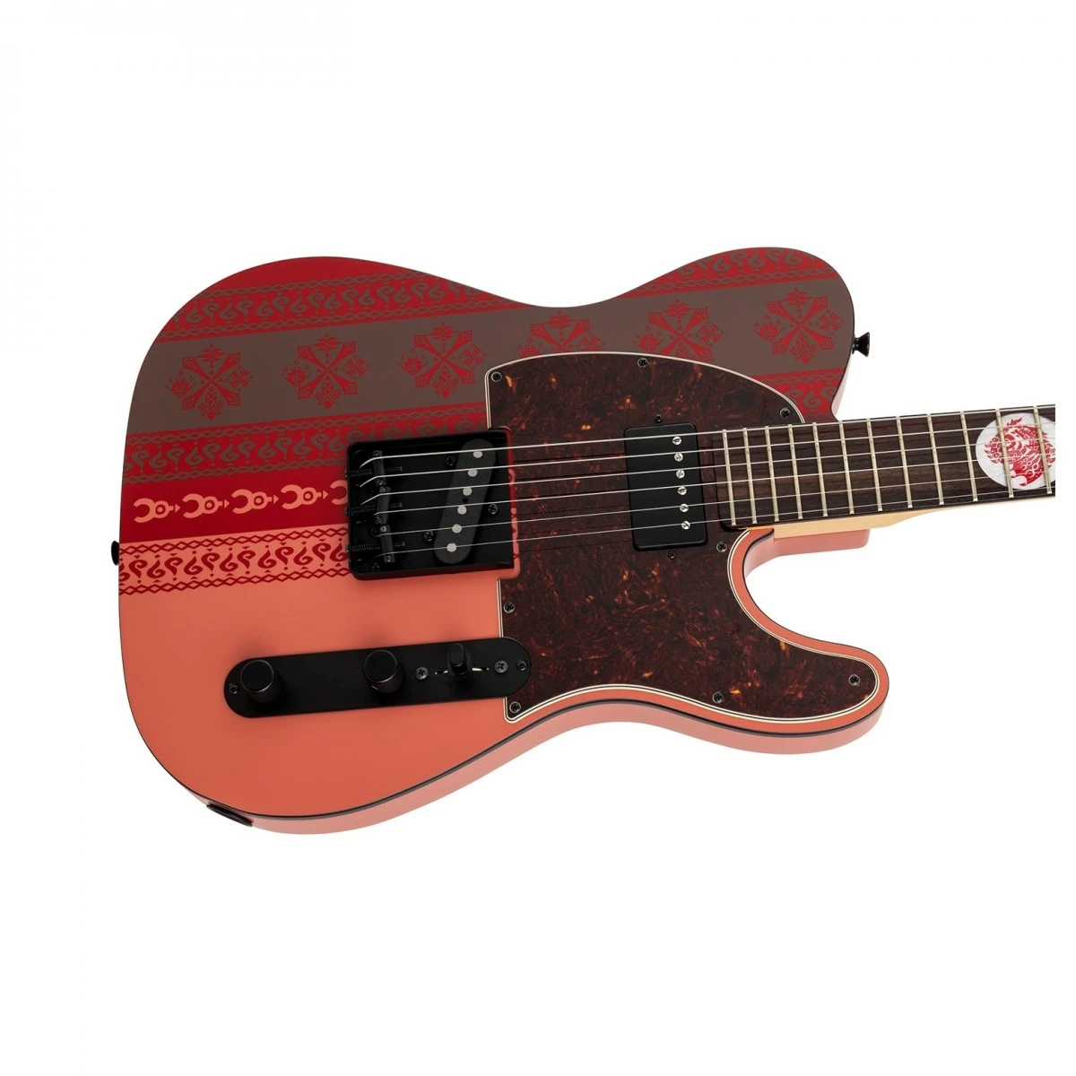 mat top dan guitar dien fender monster hunter rathalos telecaster rosewood fingerboard rathalos red