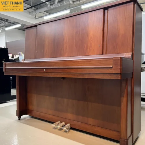 Đàn piano cơ Yamaha W107B cũ, màu gỗ, cao 132cm
