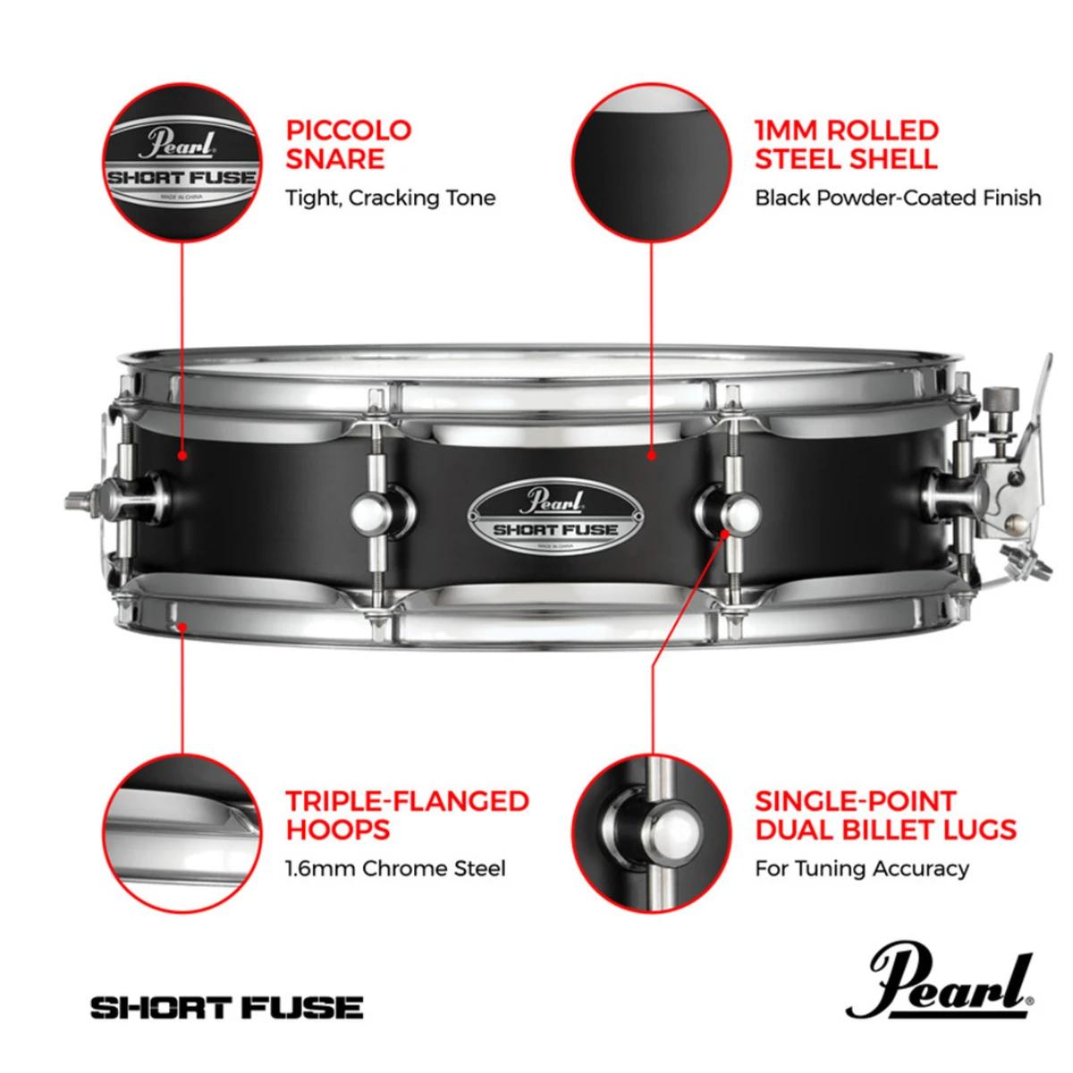 cac bo phan trong snare pearl short fuse sfs1335b