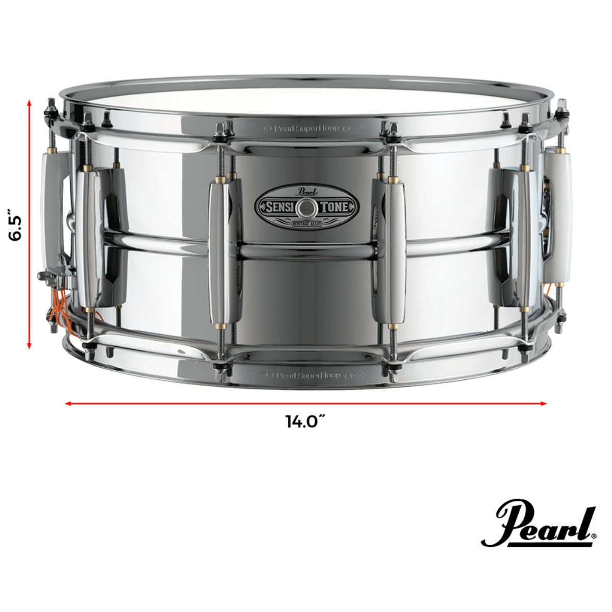 kich thuoc trong snare vo thep pearl sensitone heritage sth1465s