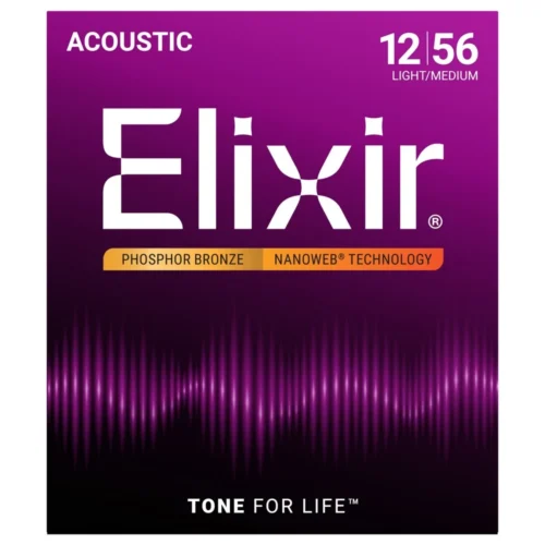 Dây đàn guitar acoustic Elixir 3313216077, Nanoweb, Phosphor Bronze, Medium Light, 12-56