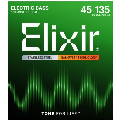 Dây đàn guitar bass 5 dây Elixir 3313214782, Stainless, Long Scale, 45-135